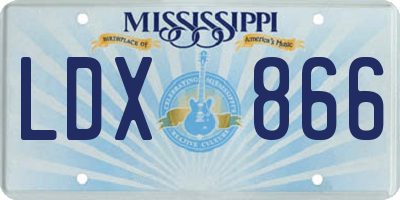 MS license plate LDX866
