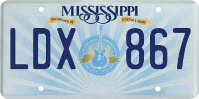 MS license plate LDX867