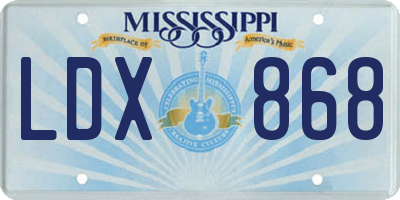 MS license plate LDX868