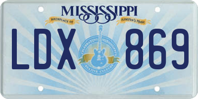 MS license plate LDX869