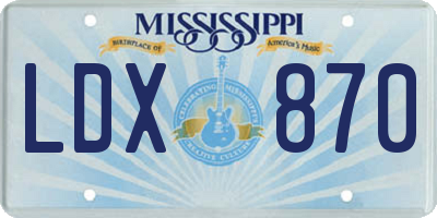 MS license plate LDX870