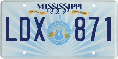 MS license plate LDX871
