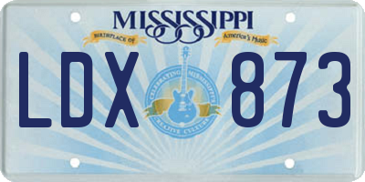 MS license plate LDX873