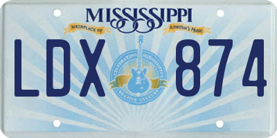 MS license plate LDX874