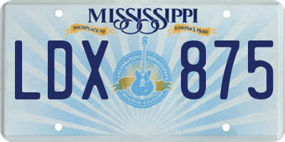 MS license plate LDX875