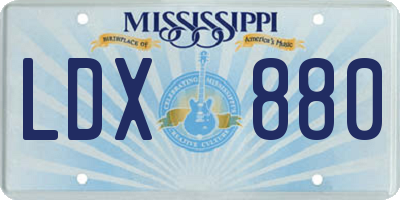 MS license plate LDX880