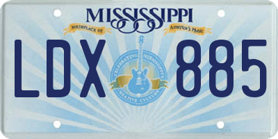 MS license plate LDX885