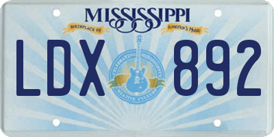 MS license plate LDX892