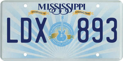 MS license plate LDX893