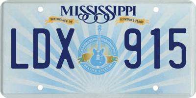 MS license plate LDX915