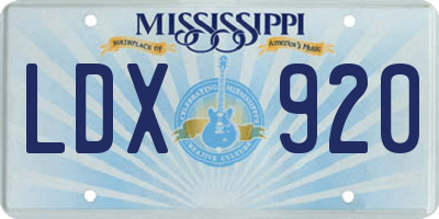 MS license plate LDX920