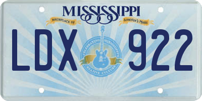 MS license plate LDX922