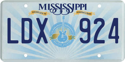 MS license plate LDX924