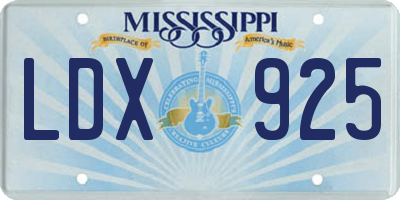 MS license plate LDX925