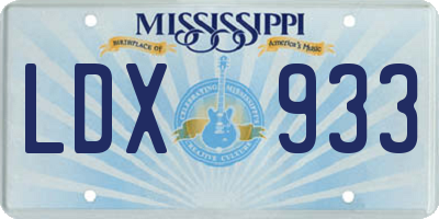 MS license plate LDX933