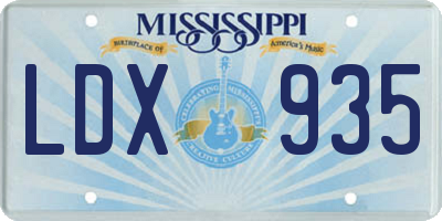 MS license plate LDX935