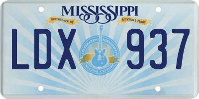 MS license plate LDX937