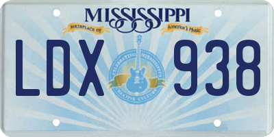 MS license plate LDX938