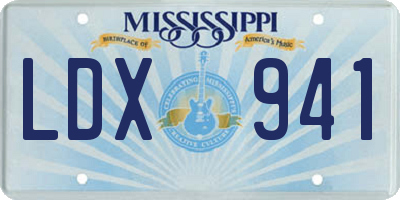 MS license plate LDX941