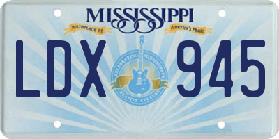 MS license plate LDX945