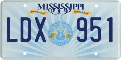 MS license plate LDX951