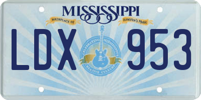 MS license plate LDX953