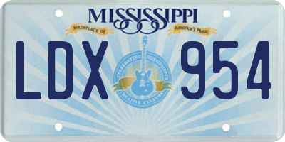 MS license plate LDX954