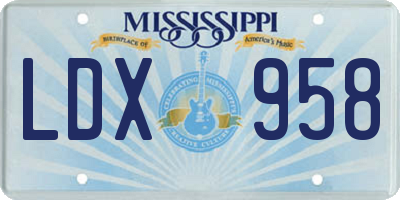 MS license plate LDX958