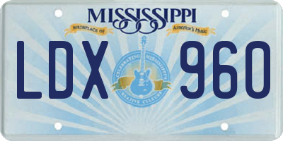 MS license plate LDX960