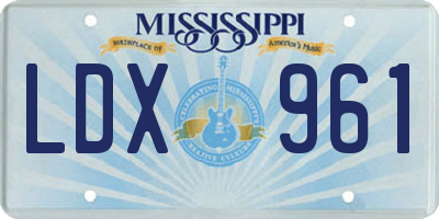 MS license plate LDX961