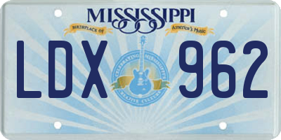 MS license plate LDX962