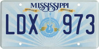 MS license plate LDX973