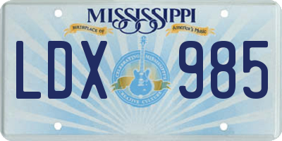 MS license plate LDX985