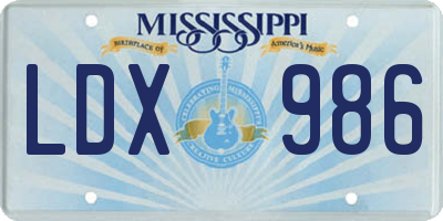 MS license plate LDX986