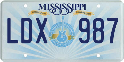 MS license plate LDX987
