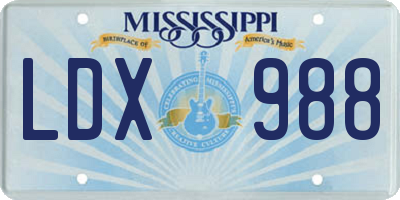 MS license plate LDX988