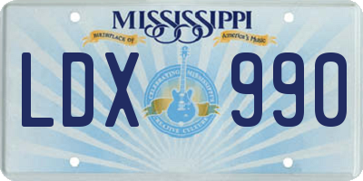 MS license plate LDX990