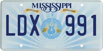 MS license plate LDX991