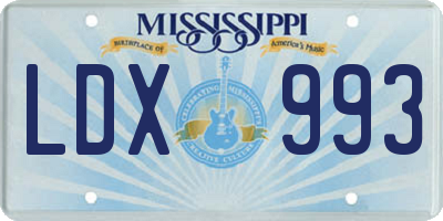 MS license plate LDX993