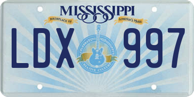 MS license plate LDX997