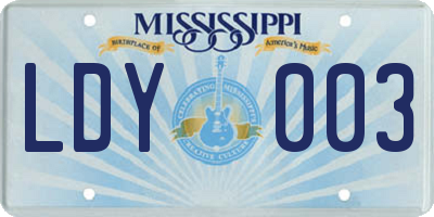 MS license plate LDY003