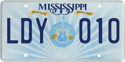 MS license plate LDY010
