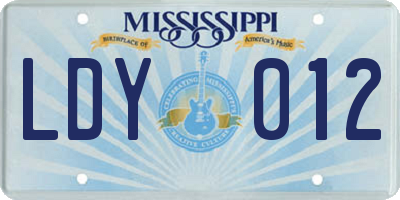 MS license plate LDY012