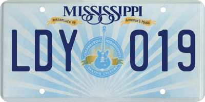 MS license plate LDY019