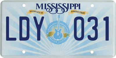 MS license plate LDY031