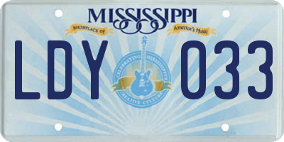 MS license plate LDY033