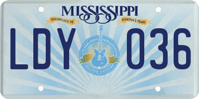 MS license plate LDY036