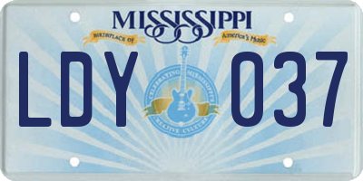 MS license plate LDY037