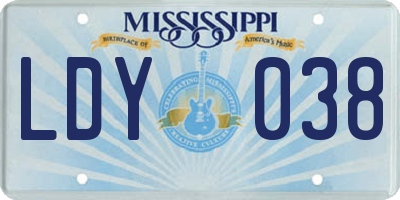 MS license plate LDY038