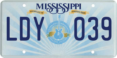 MS license plate LDY039